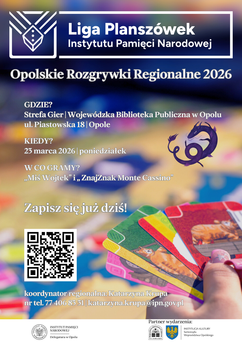 Liga Planszówek IPN – zapraszamy do udziału w opolskich rozgrywkach regionalnych – 23 marca 2026